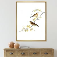 Дизайнарт 'малки птички, седнали на клоните на дърветата' традиционна рамка платно стена арт принт