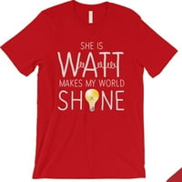 Watt World Shine Light съвпадаща двойка тениски подарък червено