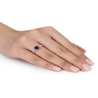 Миабела 1-Каратов Т. В. черно-бял диамант 14к годежен пръстен с Розово злато