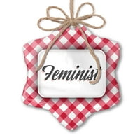 Коледни украшения с винтидж надписи феминистки червени карирани новородени
