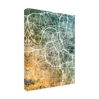 Изобразително изкуство в Нашвил, Тенеси, карта на града, Тийл Ориндж, платно изкуство от Майкъл Томпсет