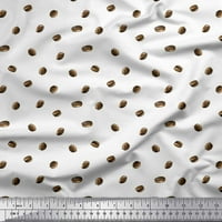 Soimoi White Rayon Crepe Fabric Coffee Beans Food Print Fabric до двора