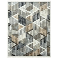 Евърлуум Карина Грейс Абстрактен триъгълник цвят блок площ килим, сиво бежово, 7 '10 х10 ' 2