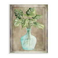Ступел индустрии монстера оставя стъклена ваза саксийни къща растение живопис без рамка изкуство печат стена изкуство, дизайн