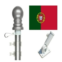 Portugal 3'x5 'Flag and Spinner Flagpole Set, включва флаг, 6' въртящ се стълб и скоба