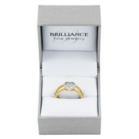 Диамантено сърце мода пръстен стерлинги сребро 14к жълто злато покритие