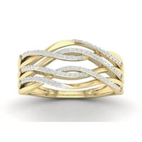 1 6кт диамант 10к жълто злато кросоувър мода пръстен