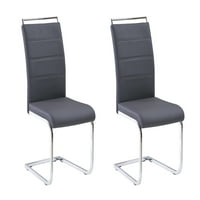 Най-добро качество мебели сив кожен стол с хромирани крака * * комплект от 2**