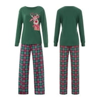 Коледно семейно съвпадение на пижама комплекти кариран елен печат празник зелен колед