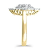 Карат Т. в. блясък изящни бижута овални композитни диамантен годежен пръстен в 10кт жълто злато, размер 5