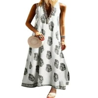 Женска топка рокля Deep V Neck Long Ressing Printed Maxi рокли Дами ежедневни вечерни черни s