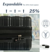 Мера багаж с TSA Lock Spinner Wheels Hardside Explastable Baggage Travel Cufecase Проверете на багаж ABS 24